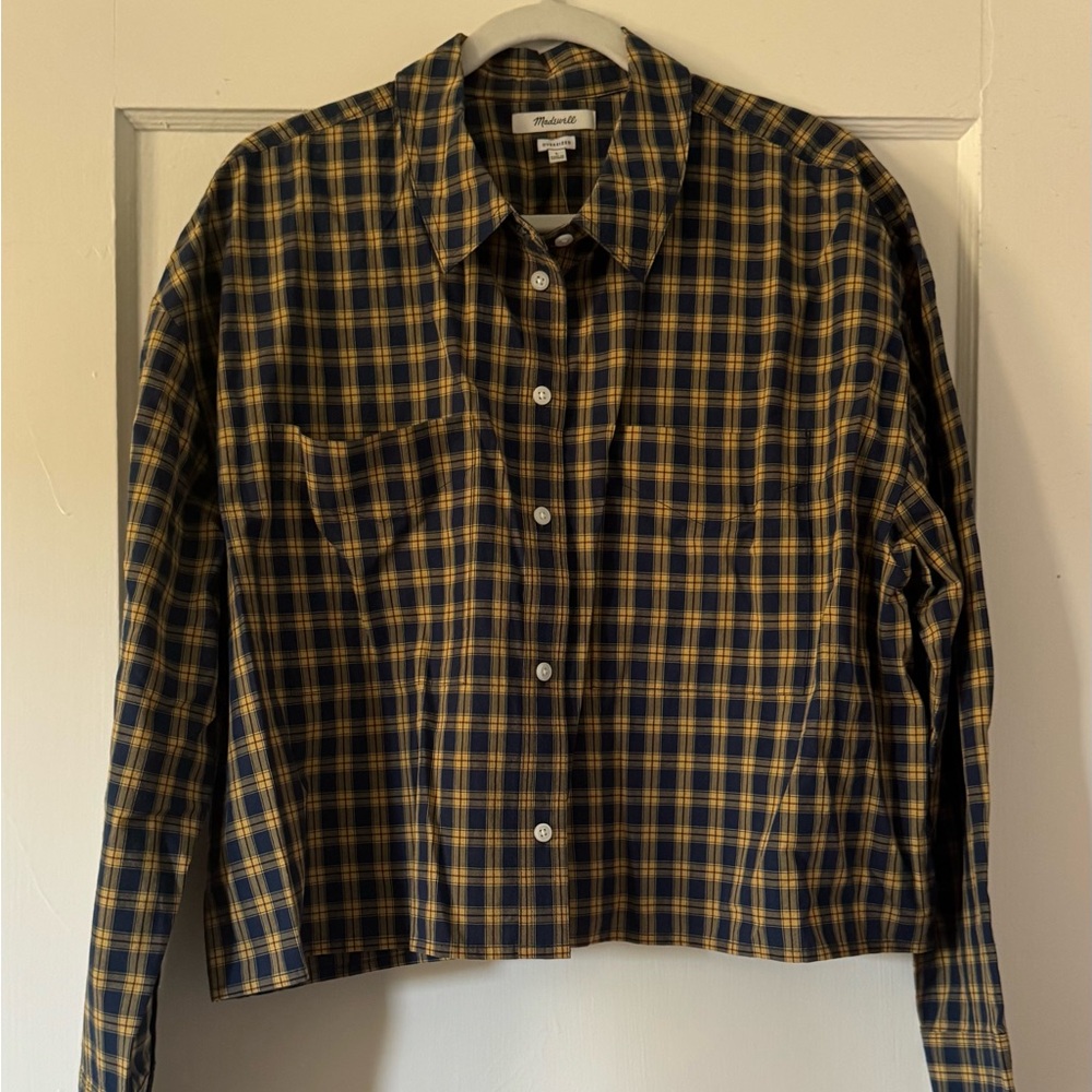 Madewell Navy and Yellow Plaid Shirt New with tags